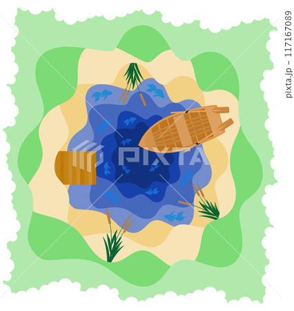 paper cut fishing art banner vector illustration flat style 117167089