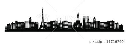 eiffel tower, silhouette, france, silhouette city, cityscape, cathedral, skyline, iconic landmark, architecture, paris, illustration, city, vector, tower, building, urban, landmark, design, modern, tr 117167404