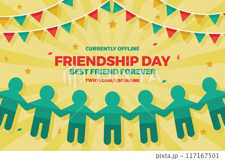 friendship, friendship day, paper human, flags, star, banner, background, green, red, yellow, people, paper, concept, happy, team, success, celebration, friends, communication, holiday, community, fun 117167501