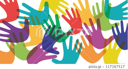 Vector banner teamwork, open hands. Solidarity concept, background Vector banner teamwork, open hands. Solidarity concept, background 117167517