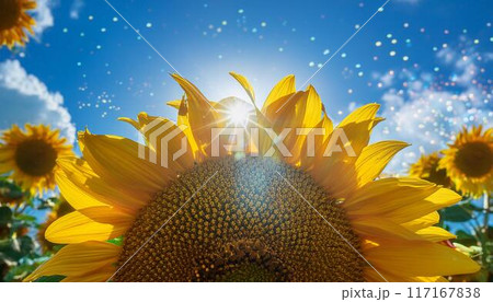 太陽に向かって咲くひまわり 117167838