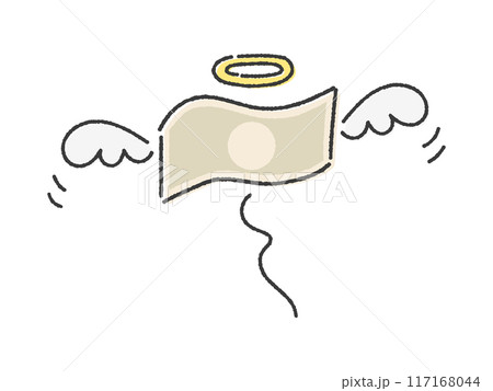 飛んでいく無地のお札のテンプレート - 手描きのお金が減る･支払い･損失のイメージ素材 117168044