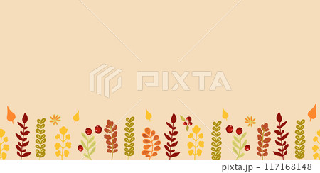 Autumn decorative vector border. Fall design, vintage style. 117168148