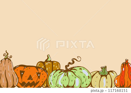 Autumn decorative vector border. Fall design, vintage style. 117168151