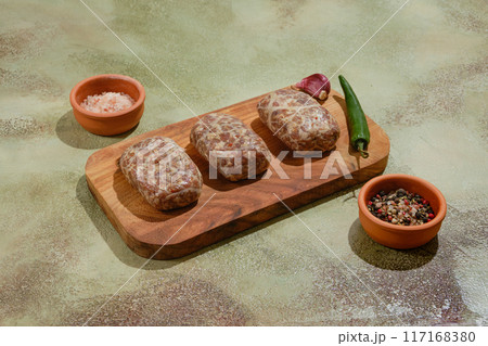 Raw beef or lamb patties - Apkhazura Raw beef or lamb patties - Apkhazura 117168380