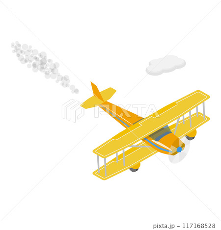 3D Isometric Flat Vector Illustration of Flying Vintage Airplanes, Transportation and Aviation. Item 1 117168528