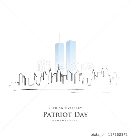 Minimalist skyline with Twin Towers, Patriot Day remembrance Minimalist skyline with Twin Towers, Patriot Day remembrance 117168571