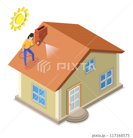 3D Isometric Flat Vector Illustration of Rooftop Garden, Patio on Cityscape. Item 1 3D Isometric Flat Vector Illustration of Rooftop Garden, Patio on Cityscape. Item 1 117168575