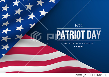 Patriot Day memorial design with US flag and solemn text Patriot Day memorial design with US flag and solemn text 117168594