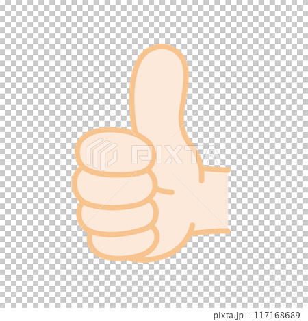 Vector illustration of a hand sign that means "like." You can change the line width of the vector data. 117168689
