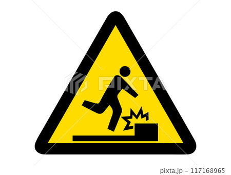 足元注意 黄色い三角形の人が躓く看板のイラスト 警告マーク アイコン素材 足元注意 黄色い三角形の人が躓く看板のイラスト 警告マーク アイコン素材 117168965