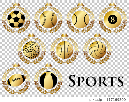 Ball emblem set of 9 Gold 117169200