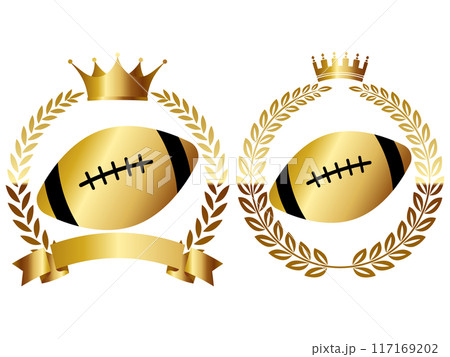 ラグビーボールのエンブレム2種セット ゴールド ラグビーボールのエンブレム2種セット ゴールド 117169202
