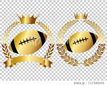 ラグビーボールのエンブレム2種セット ゴールド ラグビーボールのエンブレム2種セット ゴールド 117169202