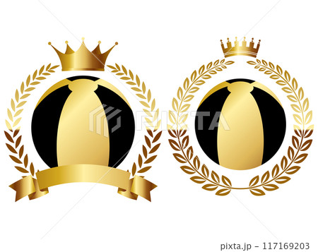 ビーチボールのエンブレム2種セット　ゴールド 117169203