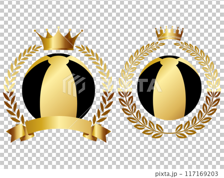 ビーチボールのエンブレム2種セット　ゴールド 117169203