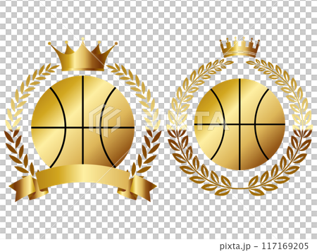バスケットボールのエンブレム2種セット　ゴールド 117169205