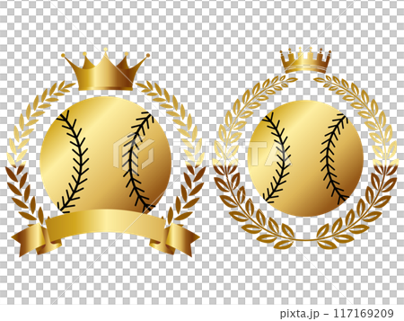 Set of 2 baseball emblems, gold Set of 2 baseball emblems, gold 117169209