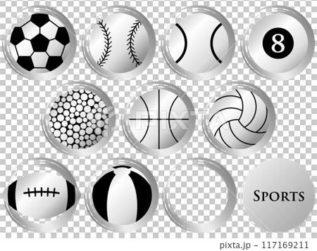 ボールのアイコンセット シルバー ボールのアイコンセット シルバー 117169211