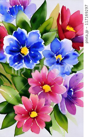 a painting of a bunch of flowers 117169297