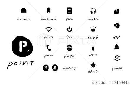 手描きのシンプルなビジネスアイコンセット、ベクター素材 手描きのシンプルなビジネスアイコンセット、ベクター素材 117169442