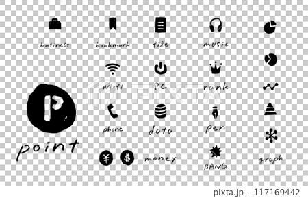 手描きのシンプルなビジネスアイコンセット、ベクター素材 手描きのシンプルなビジネスアイコンセット、ベクター素材 117169442