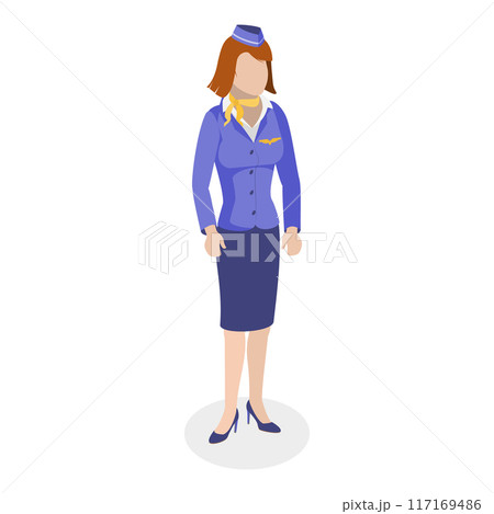 3D Isometric Flat Vector Set of Airport Staff, Group of Airline Employees. Item 9 117169486