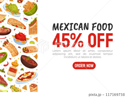 Traditional Mexican Dish Banner Design with Food Vector Template Traditional Mexican Dish Banner Design with Food Vector Template 117169738