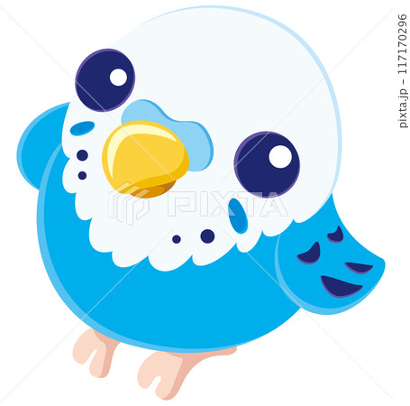 見上げる可愛いセキセイインコのベクターイラストアイコン／ブルー 117170296