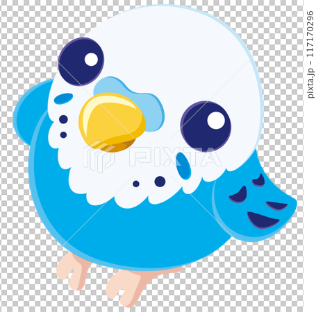 見上げる可愛いセキセイインコのベクターイラストアイコン／ブルー 117170296