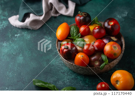 Assortment of different color tomatoes Assortment of different color tomatoes 117170440