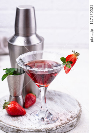Strawberry martini. Sweet summer cocktail Strawberry martini. Sweet summer cocktail 117170523