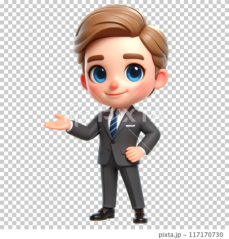 Cartoon businessman in presenting pose Cartoon businessman in presenting pose 117170730