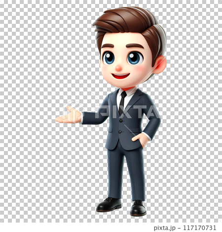 Cartoon businessman in presenting pose 117170731