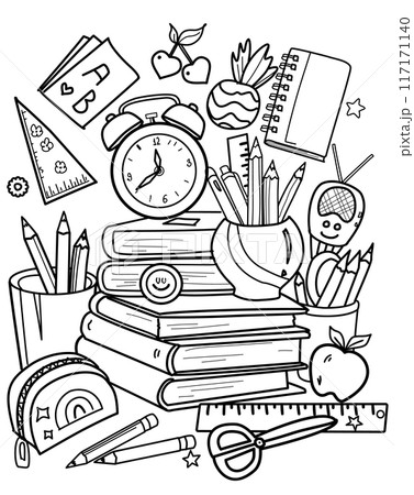 back to school, school,office stationery,coloring page back to school, school,office stationery,coloring page 117171140
