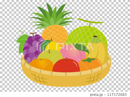 果物の入った浅めの籠のイラスト 117172083