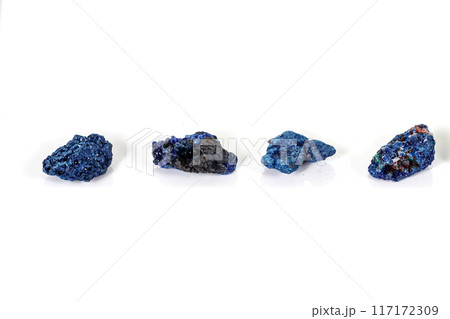 Macro mineral stone Malachite and Azurite against white background 117172309