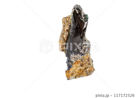 Macro stone Vivianite mineral on white background 117172526