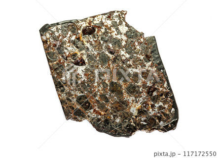 Macro stone mineral meteorite tektite on white background 117172550
