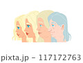 Womans life cycle set concept. Illustration of woman in different age from young to old. 117172763