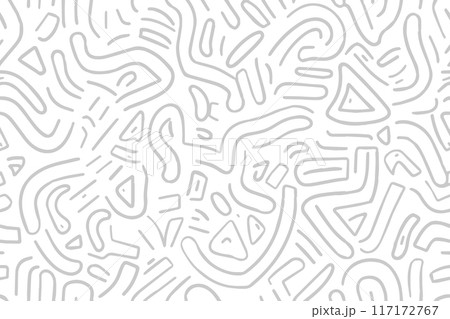 Gray zig zags seamless pattern. Aztec ethnic design. Geometric motif. Light gray on white prints for textiles. Abstract tribal sketch. Vector illustration Gray zig zags seamless pattern. Aztec ethnic design. Geometric motif. Light gray on white prints for textiles. Abstract tribal sketch. Vector illustration 117172767
