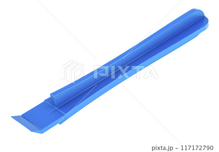 Plastic curve spundger, pry opening tool. 3D rendering Plastic curve spundger, pry opening tool. 3D rendering 117172790