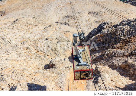 Cable car on ropeway leading to a top of Tahtali mountain in Antalya province, Turkey Cable car on ropeway leading to a top of Tahtali mountain in Antalya province, Turkey 117173012