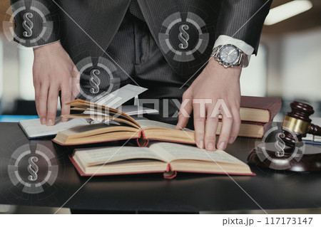 Legal research by a lawyer in the office. 117173147