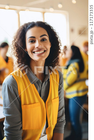 Smiling Female Worker in Warehouse Smiling Female Worker in Warehouse 117173335