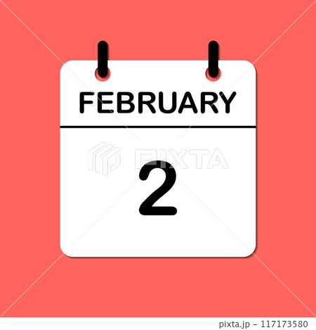 February 2. Daily Calendar icon for design. Simple design for business brochure, flyer, print media, advertisement. Easily editable 117173580