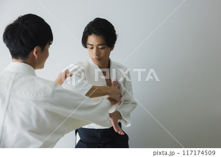 組み手をする道着の男性　　 117174509