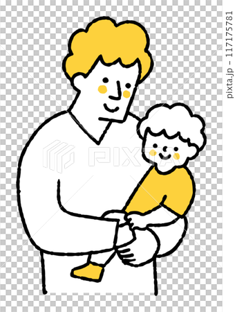 Smiling father holding his little boy 117175781