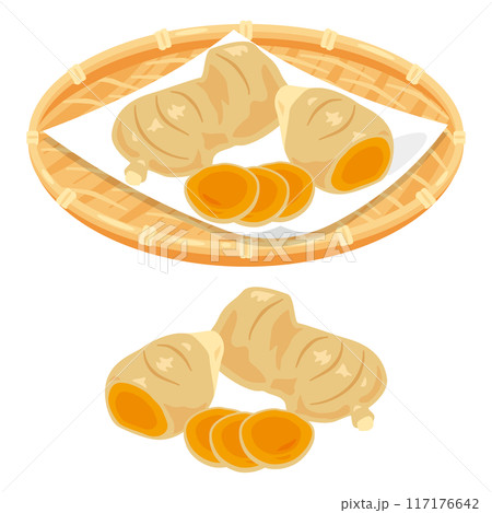 ザルに盛られたウコン ザルに盛られたウコン 117176642