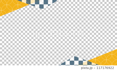 Yellow and navy blue Japanese pattern frame 117176922